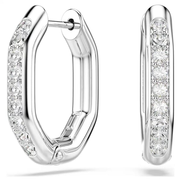 Swarovski øredobber Dextera hoop earrings Octagon shape, Round cut, White, Rhodium plated - 5724585